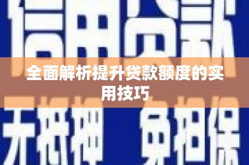 龙华新区全面解析提升贷款额度的实用技巧